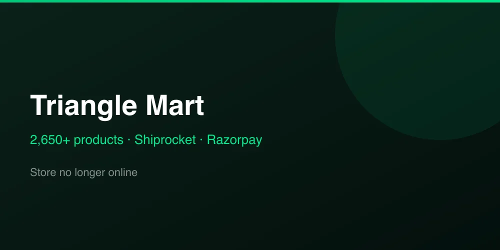Triangle Mart — Shopify store with 2,650+ products, Shiprocket and Razorpay integrations